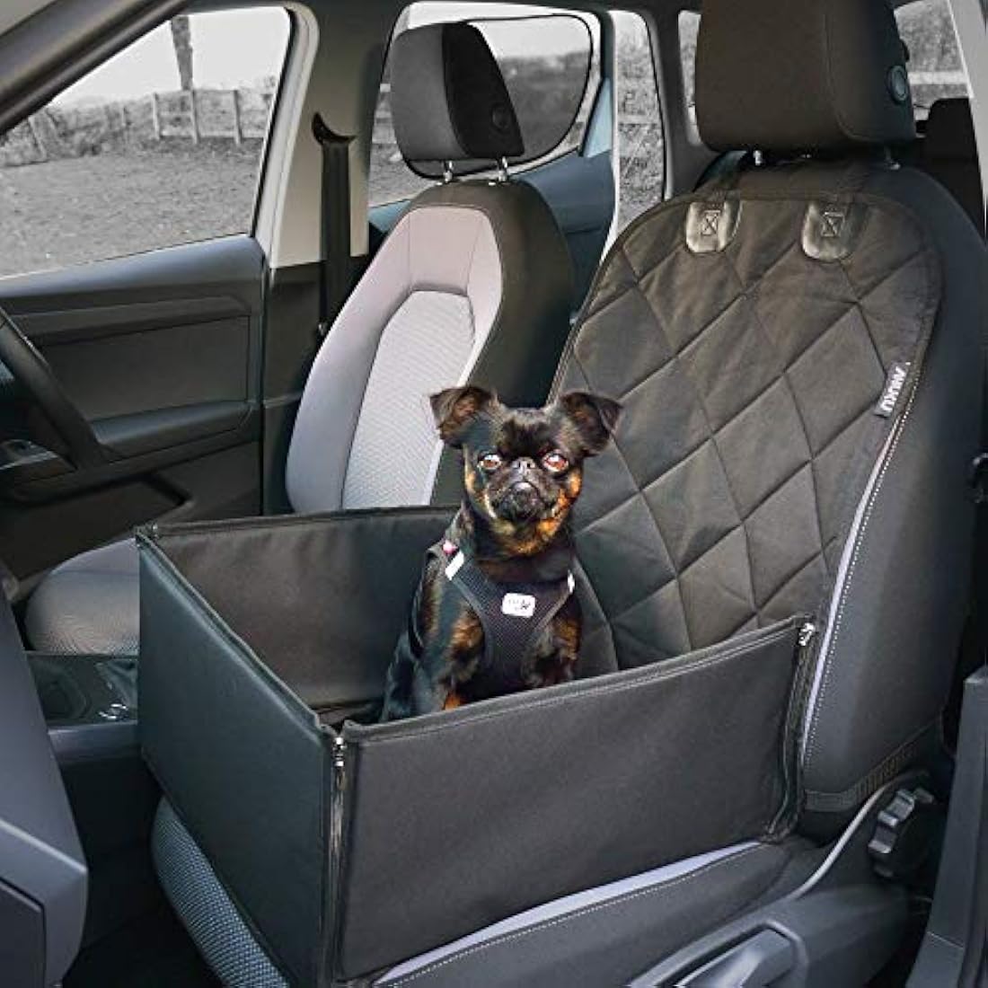 AHUKU Dog Car Seat – Waterproof Booster Seat with Padded Sides & Belt