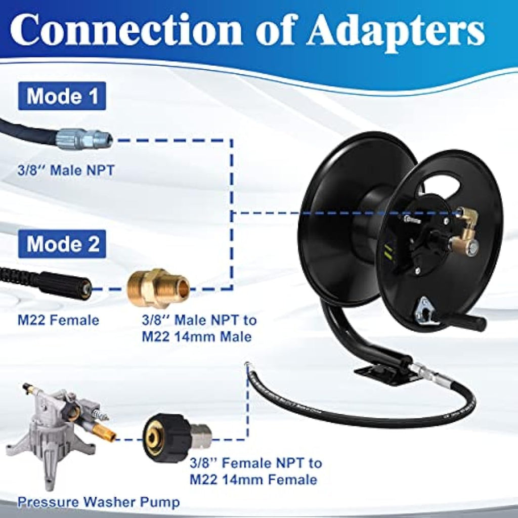M MINGLE Pressure Washer Hose Reel | 100ft Heavy Duty Steel | 4000 PSI