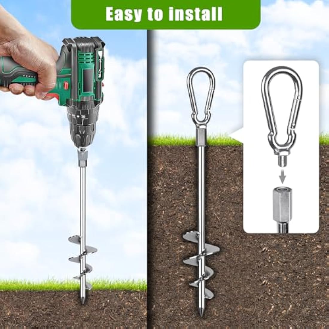 Heavy Duty Steel Ground Anchors – 4 Pack Metal Tent Pegs