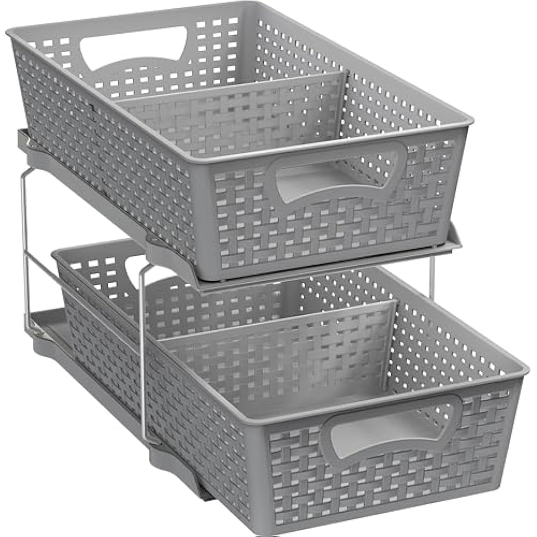 Simple Houseware 2-Tier Under-Sink Sliding Drawer Organizer, Grey