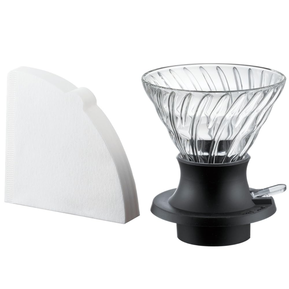 Hario V60 Switch Immersion Coffee Dripper – Glass Manual Brewer, Black