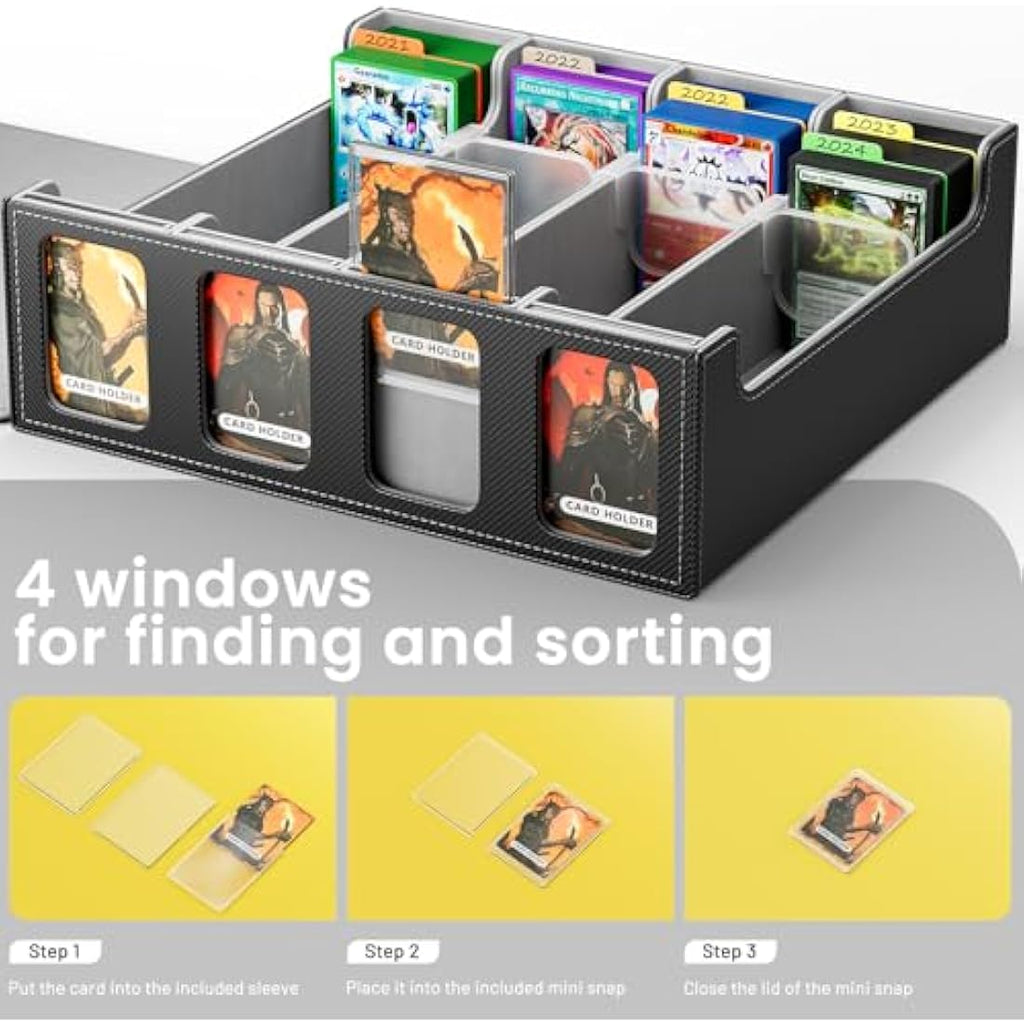 Hot Bee MTG Deck Box – 2400+ Card Storage Case, PU Leather, Grey