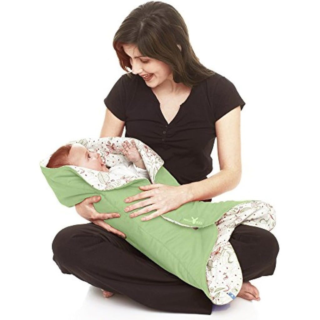 Wallaboo Leaf Baby Blanket – Soft Faux Suede & Cotton Wrap, Green