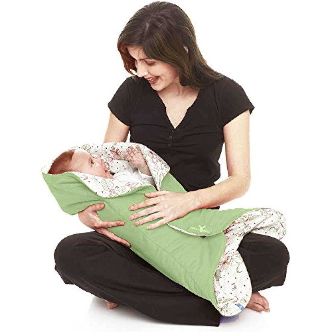 Wallaboo Leaf Baby Blanket – Soft Faux Suede & Cotton Wrap, Green