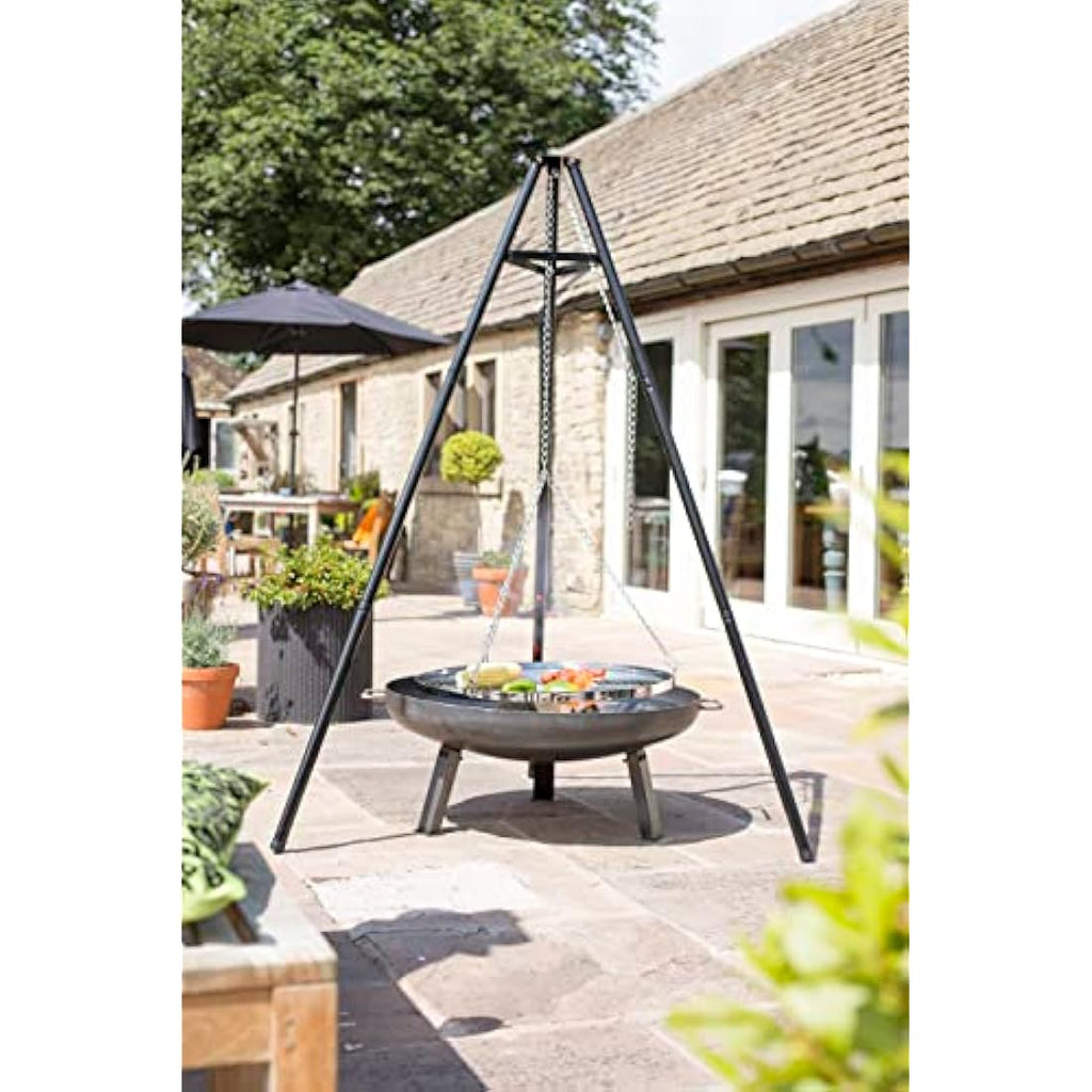 La Hacienda Tripod Grill – Adjustable Steel BBQ Firepit Accessory