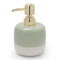 Asashizen Ceramic Soap Dispenser – Green & White Two-Tone with Gold Pump