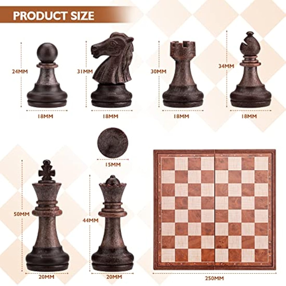 Peradix 2-in-1 Magnetic Chess and Checkers Set – Folding Travel Board