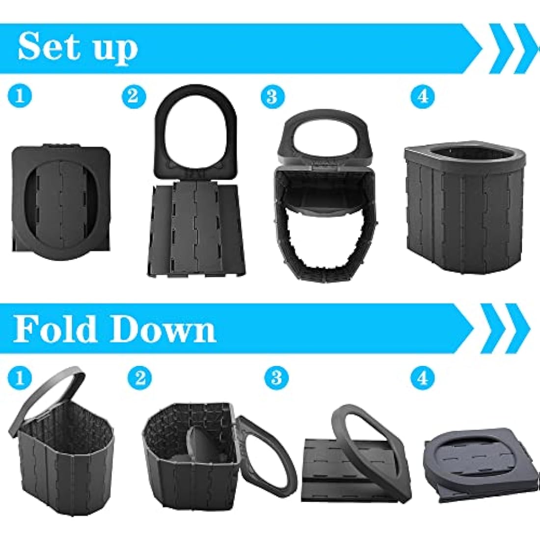 Kinspory Portable Camping Toilet – Collapsible ABS Outdoor Potty with Bags