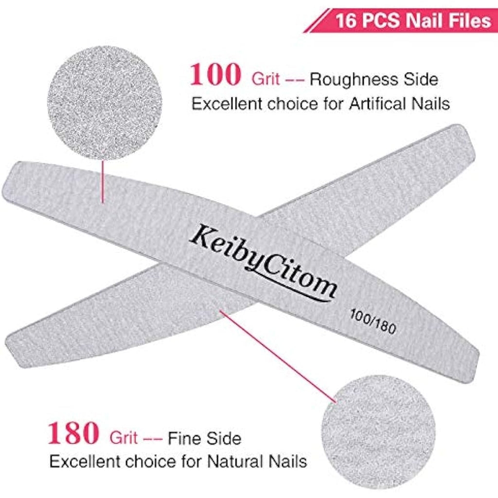 Professional Nail Files – 16 Pcs 100/180 Grit Emery Boards