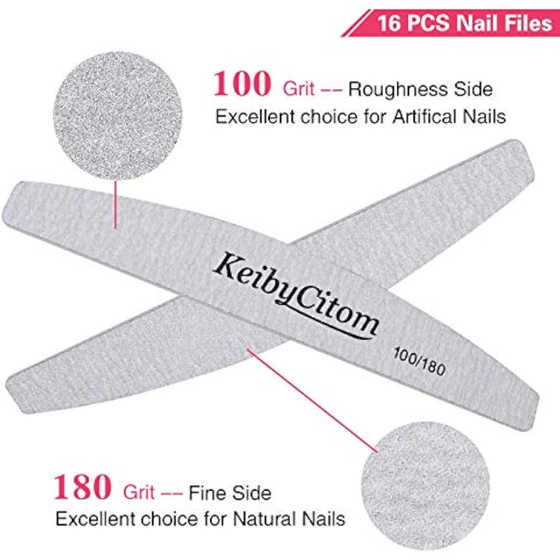 Professional Nail Files – 16 Pcs 100/180 Grit Emery Boards
