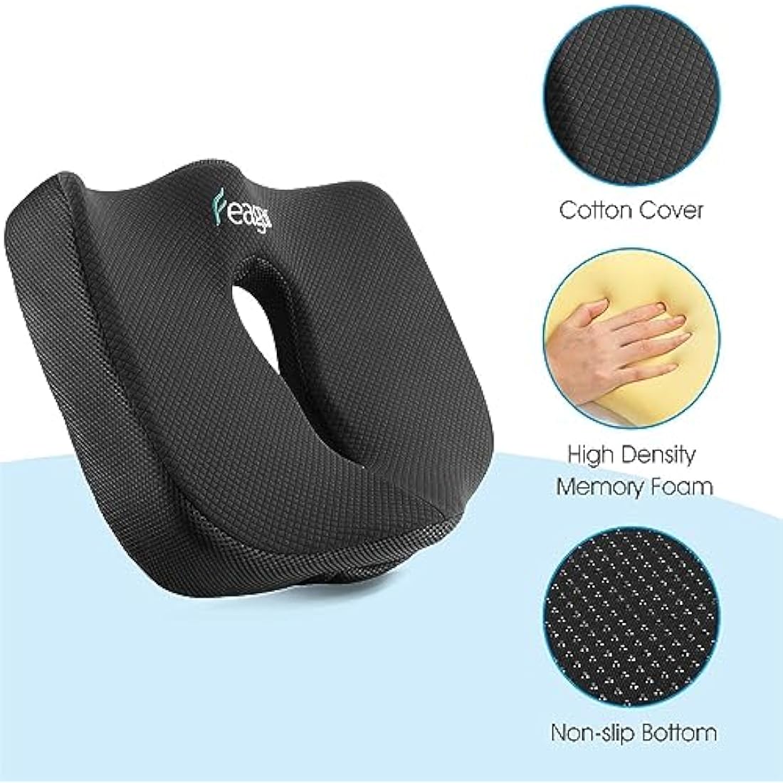 Feagar Orthopedic Memory Foam Seat Cushion for Sciatica & Tailbone Relief