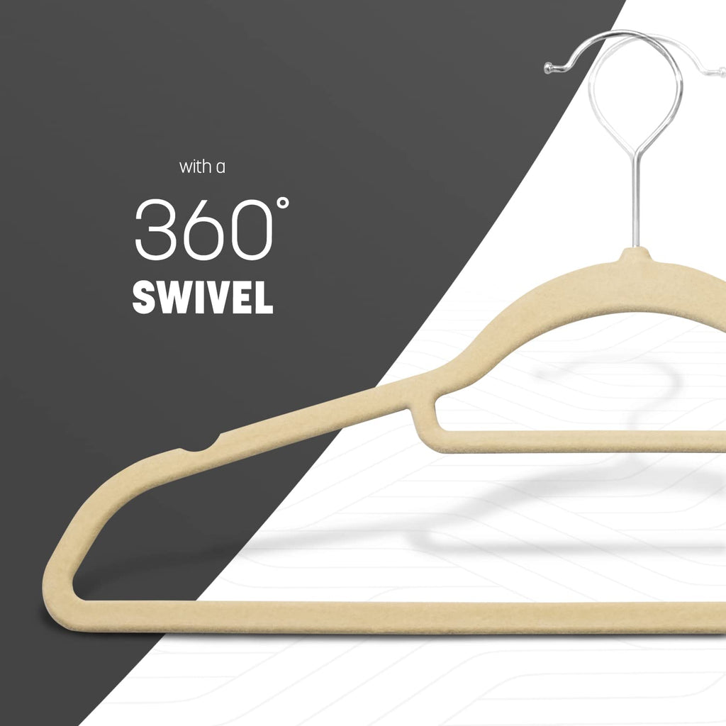 KEPLIN Velvet Hangers 50 Pack 45cm -Thin Non-Slip Clothes Coat hangers with Tie Bar and 360 Degree Hook for Home Storage Durable - image 5