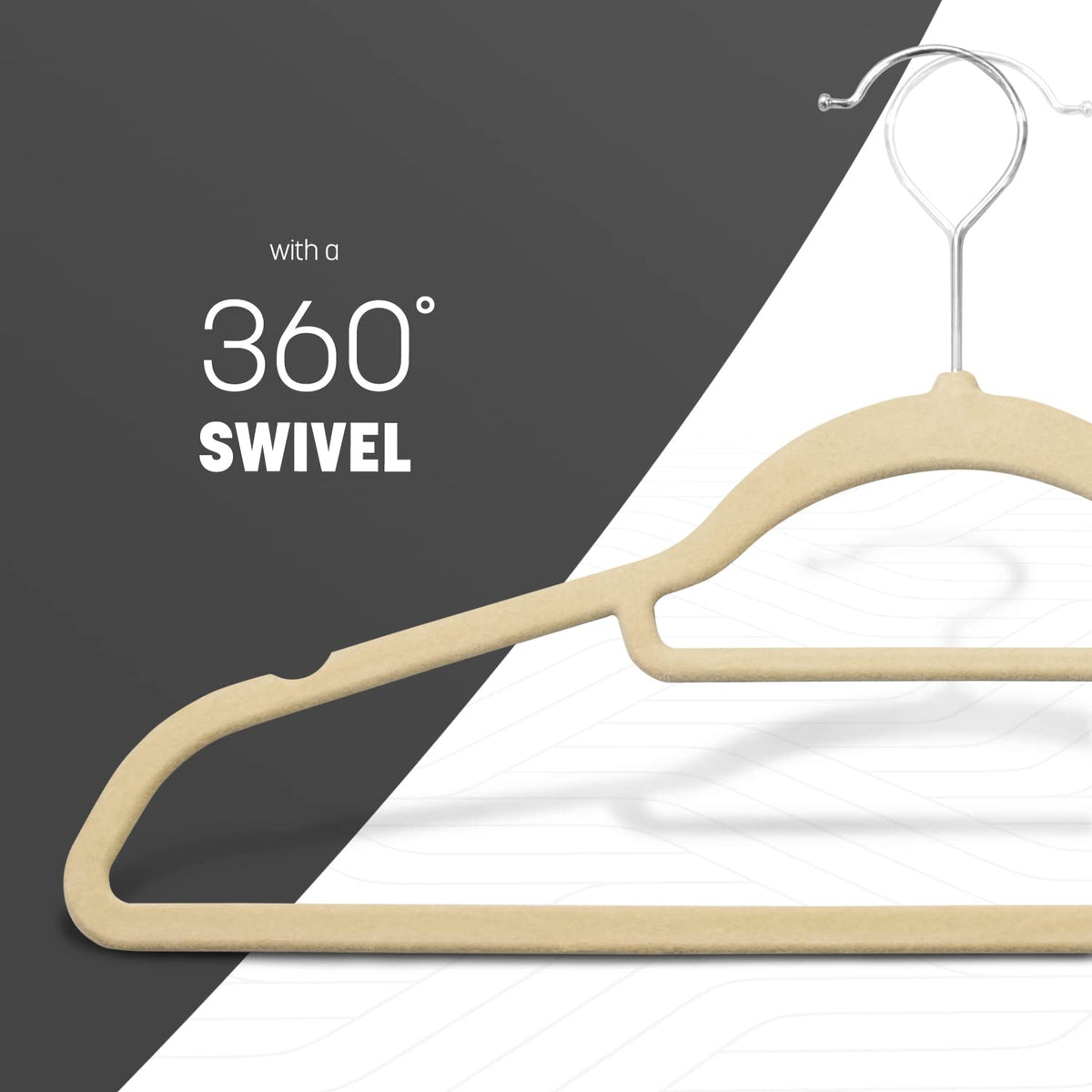KEPLIN Velvet Hangers 50 Pack 45cm -Thin Non-Slip Clothes Coat hangers with Tie Bar and 360 Degree Hook for Home Storage Durable - image 5