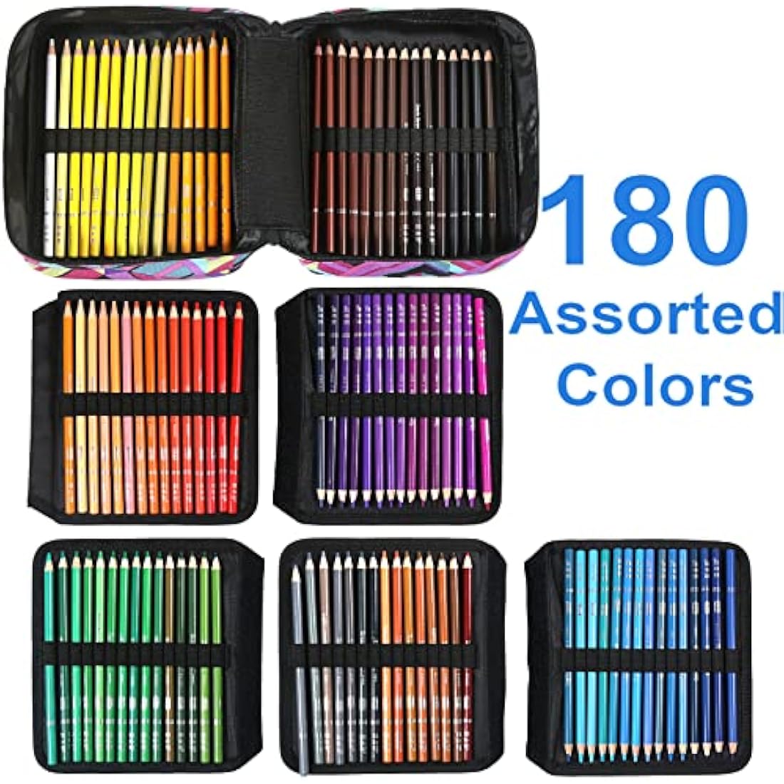 H & B 180-Piece Oil Based Coloured Pencils Set for Artists |