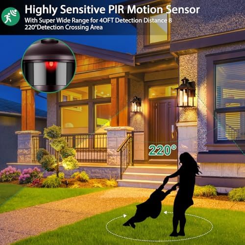 Lamomo Outdoor Motion Sensor Wall Light | Brown Aluminum Security Lantern