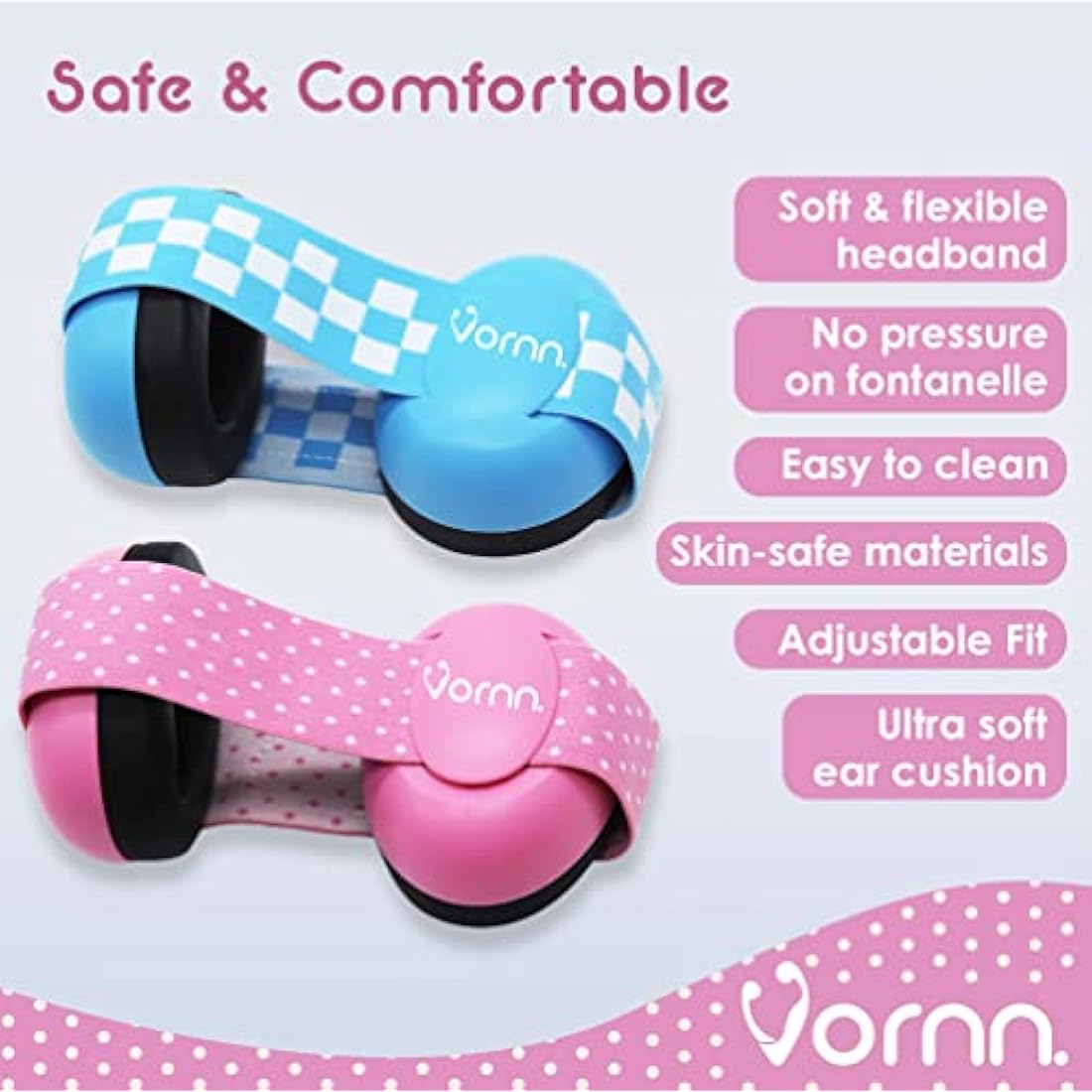 VORNN Baby Ear Defenders | 0-36 Months Noise Cancelling Muffs – Pink