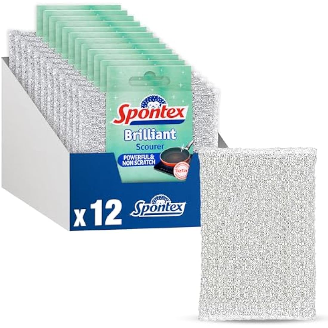 Spontex Brilliant Non-Scratch Scouring Pad for Delicate Surfaces – 2 Pack