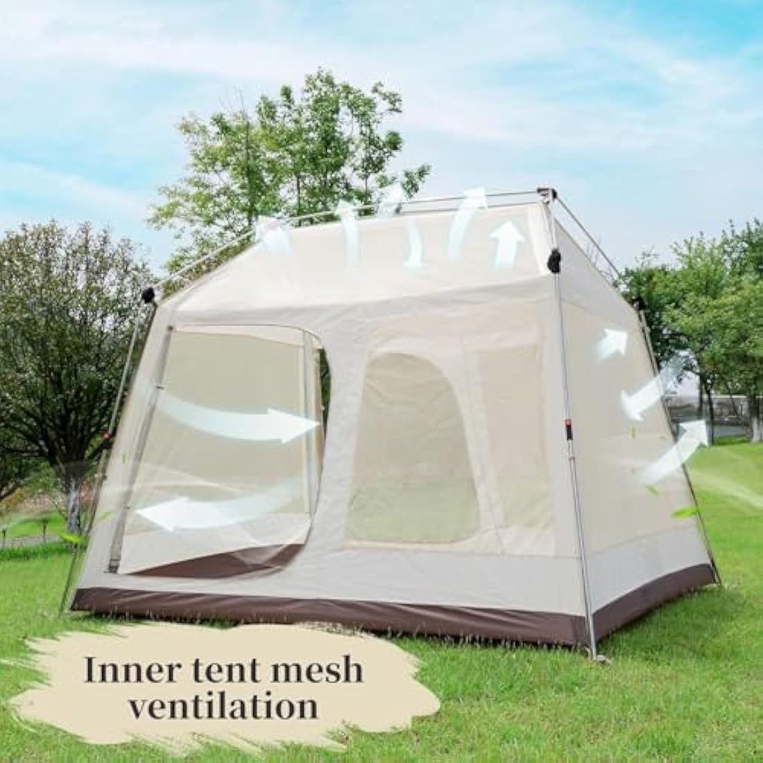 4-Person Waterproof Family Dome Tent with Sun Canopy