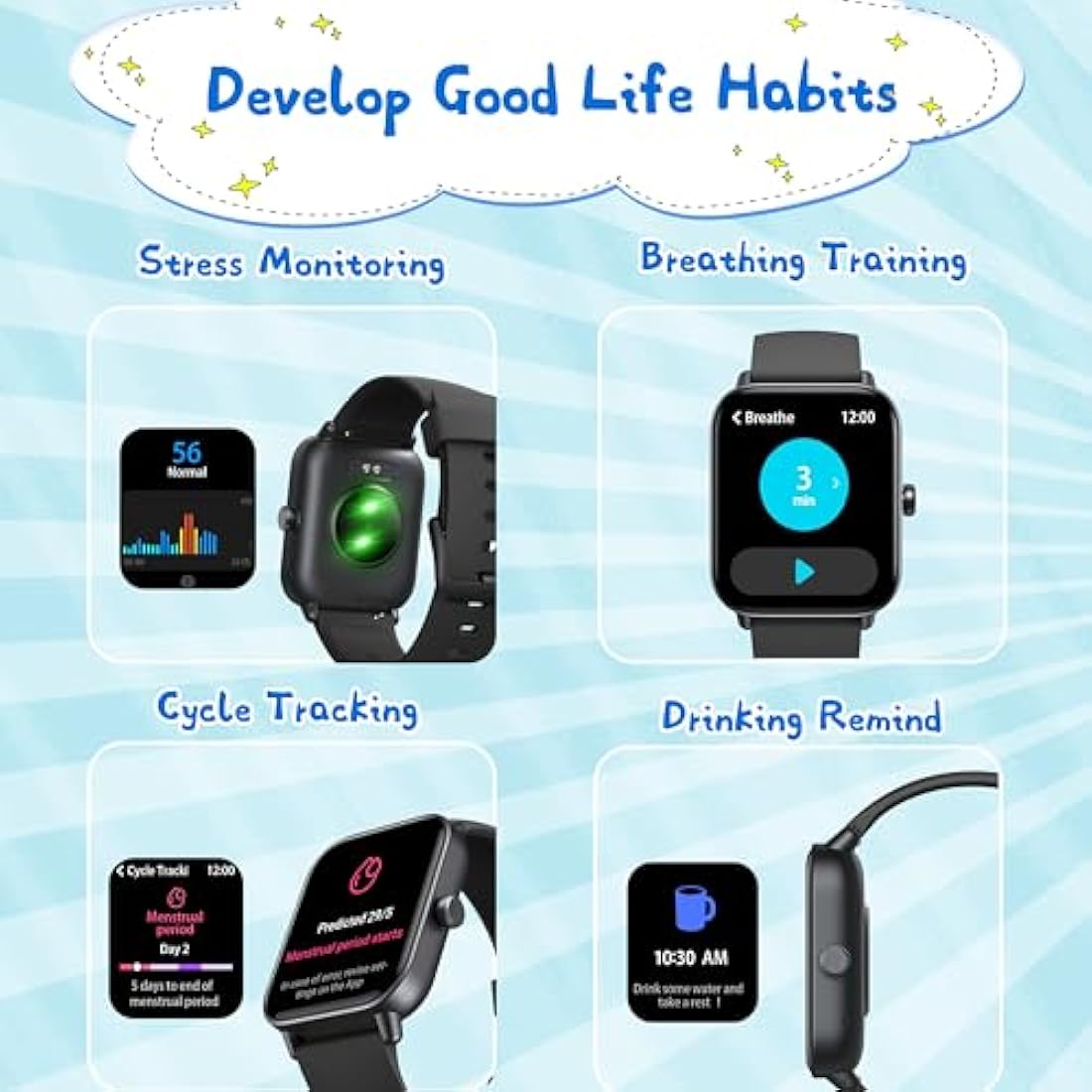 KALINCO Kids Smart Watch – IP68 Waterproof Fitness Tracker with Calling