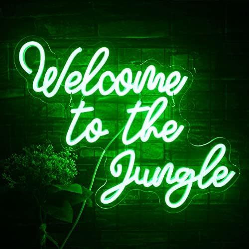 Welcome to The Jungle Neon Sign – Green LED Wall Decor Light