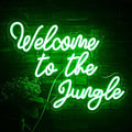 Welcome to The Jungle Neon Sign – Green LED Wall Decor Light