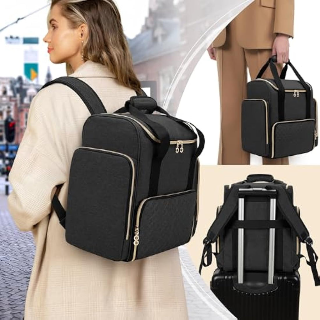 Luxja Nail Polish Backpack | Holds 70 Bottles & Lamp | Black Organizer