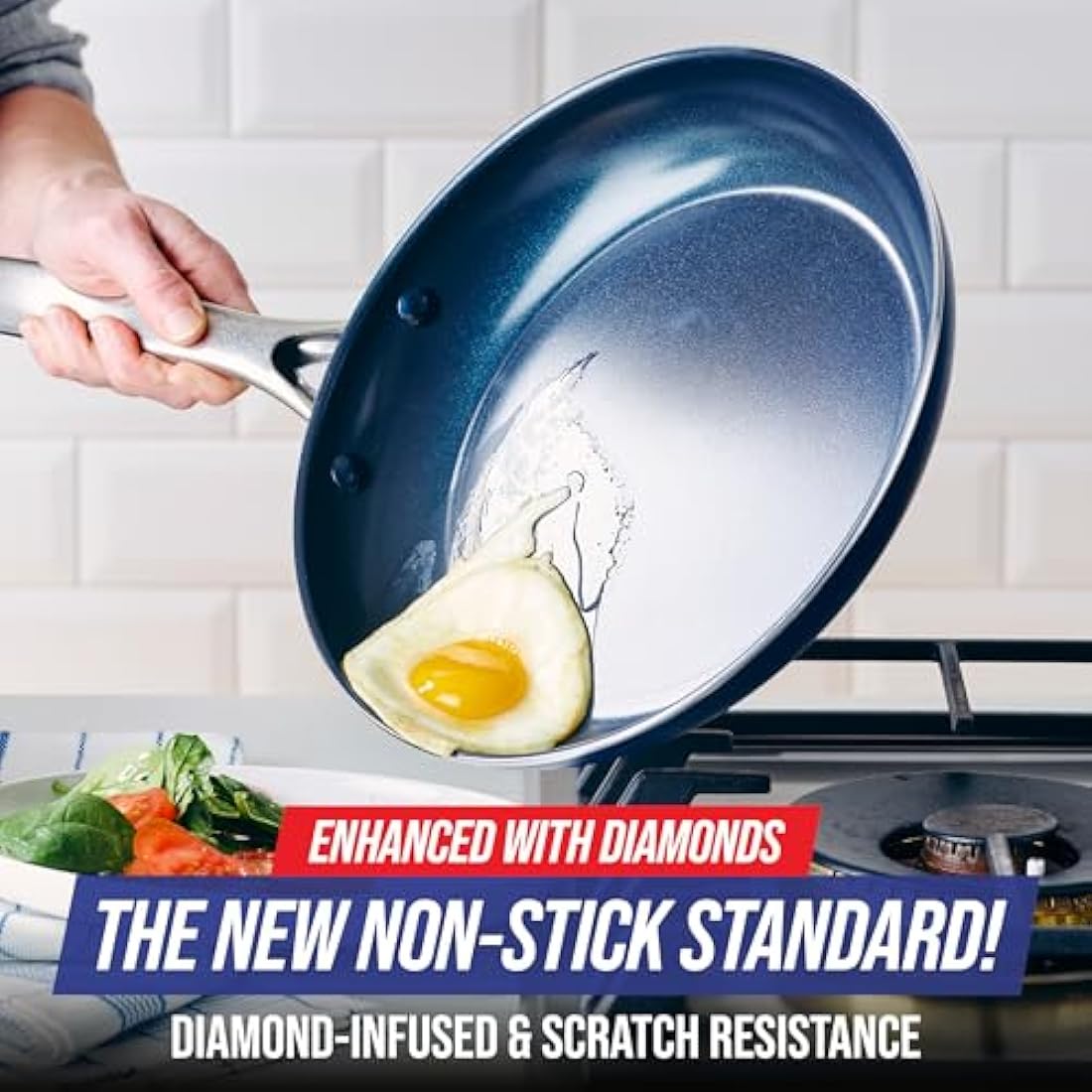 Blue Diamond 14-Piece Ceramic Nonstick Cookware Set – PFAS-Free Blue