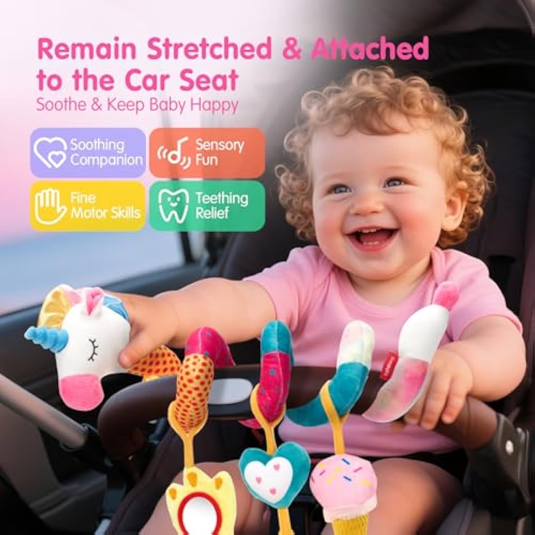 hahaland Spiral Baby Sensory Toys – Hanging Stroller & Car Seat Activity Toy