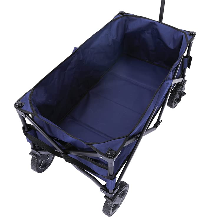 Collapsible Folding Utility Wagon | Portable Beach Cart - Navy