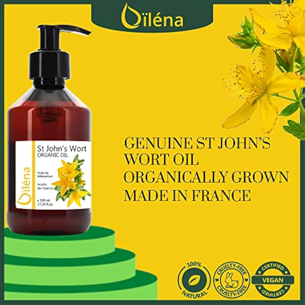 Oïléna St. John's Wort Oil – Cold Pressed Massage & Skin Care, 500ml