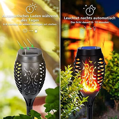 Jolof Store Solar Torch Lights – 16 Pack Waterproof Flickering Flame Decor