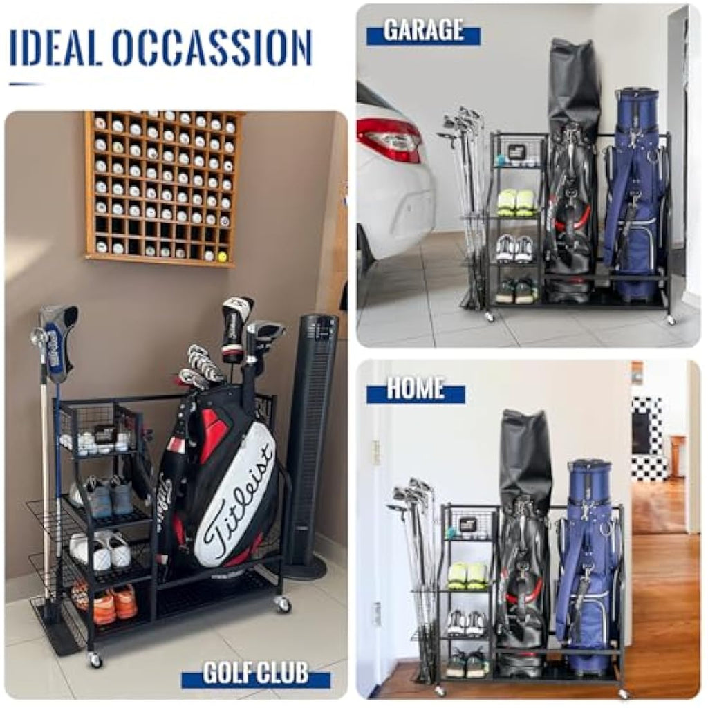 Mythinglogic Golf Storage Rack – Extra Large Rolling Organizer with Wheels