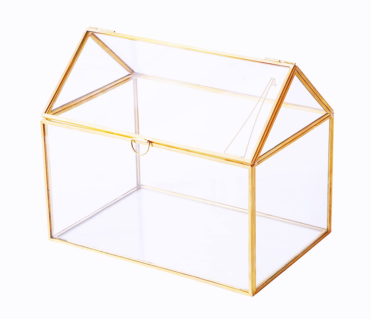 Jolof Store House Shape Glass Geometric Terrarium – Gold Succulent Planter
