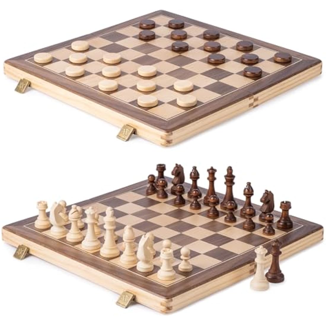 A&A 15" Magnetic Wooden Chess Set | Folding Board with Staunton Pieces