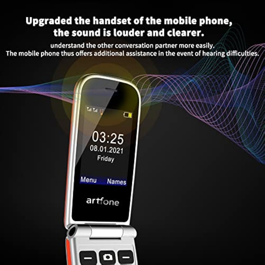 Artfone CF241 Flip Phone for Seniors – Big Button Unlocked GSM Mobile, Red