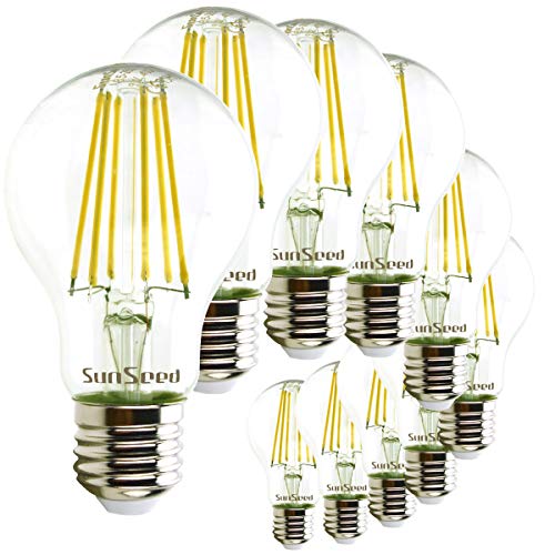 Sunseed E27 9W Filament LED GLS A60 Bulbs | Neutral White 4000K (10 Pack)