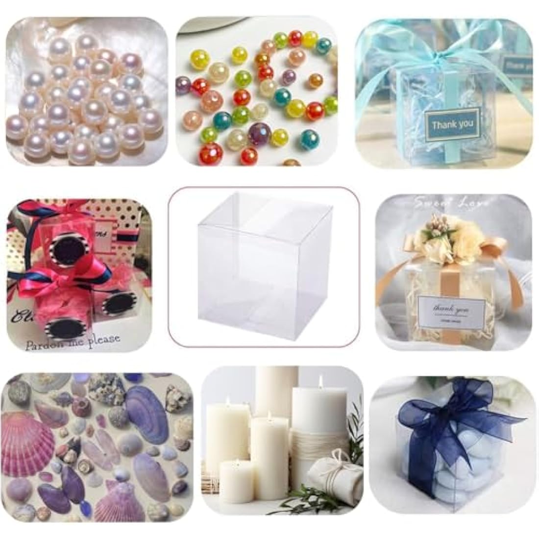BENECREAT 10PCS Clear PVC Gift Boxes | 14x14x14cm Square Wedding Favors