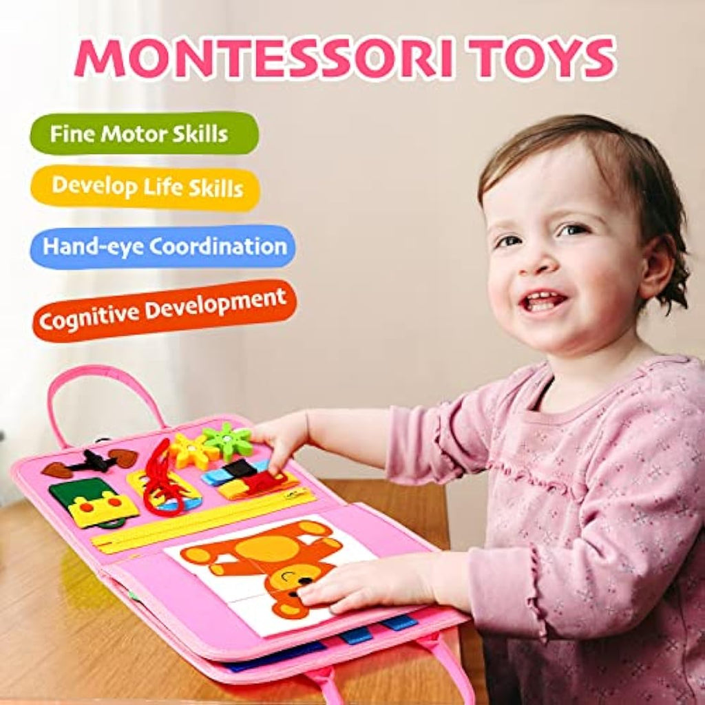 Hooku Montessori Busy Board for Toddlers – Sensory Travel Toy (TY004)