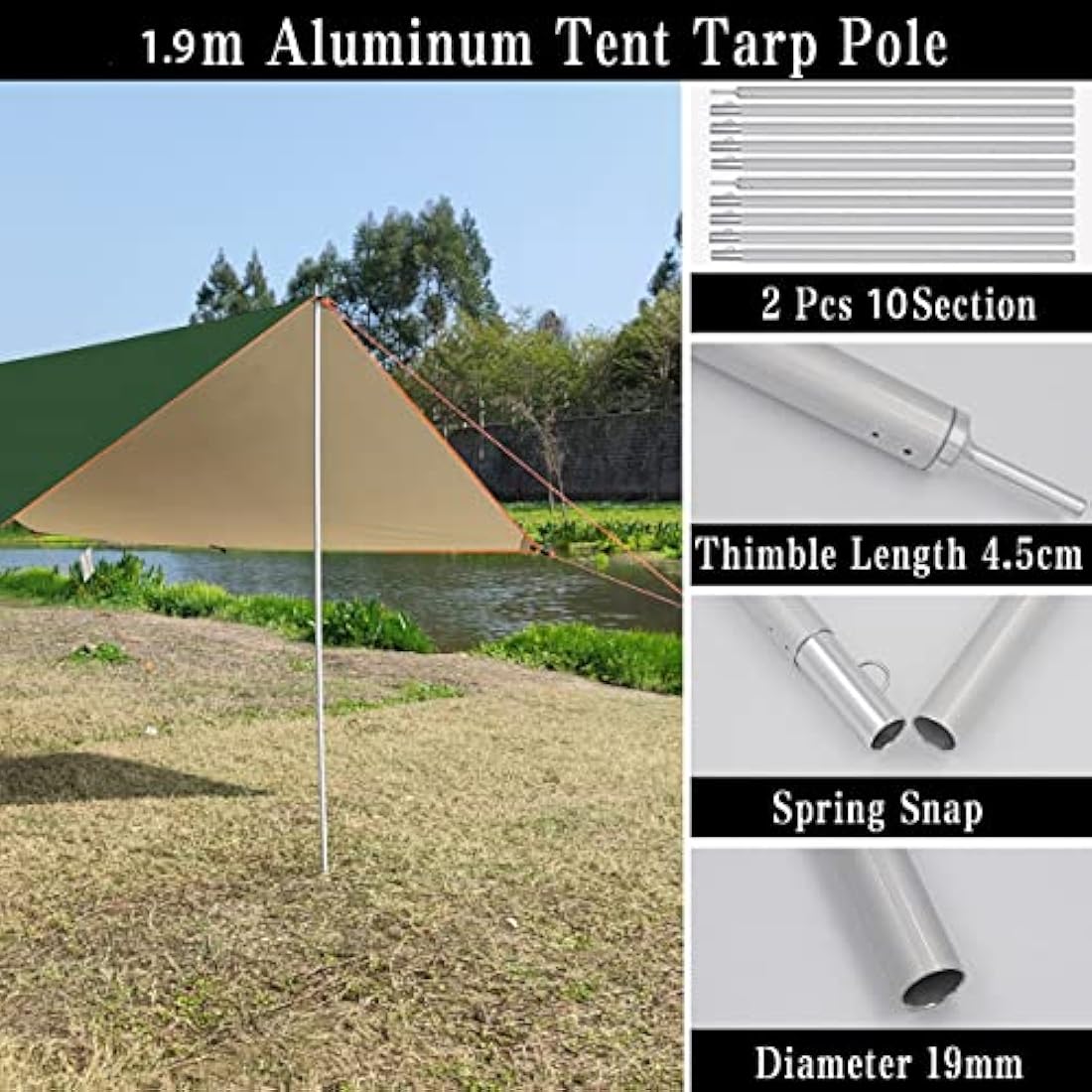 3x5m Waterproof Car Awning – Camping Tarp with Poles