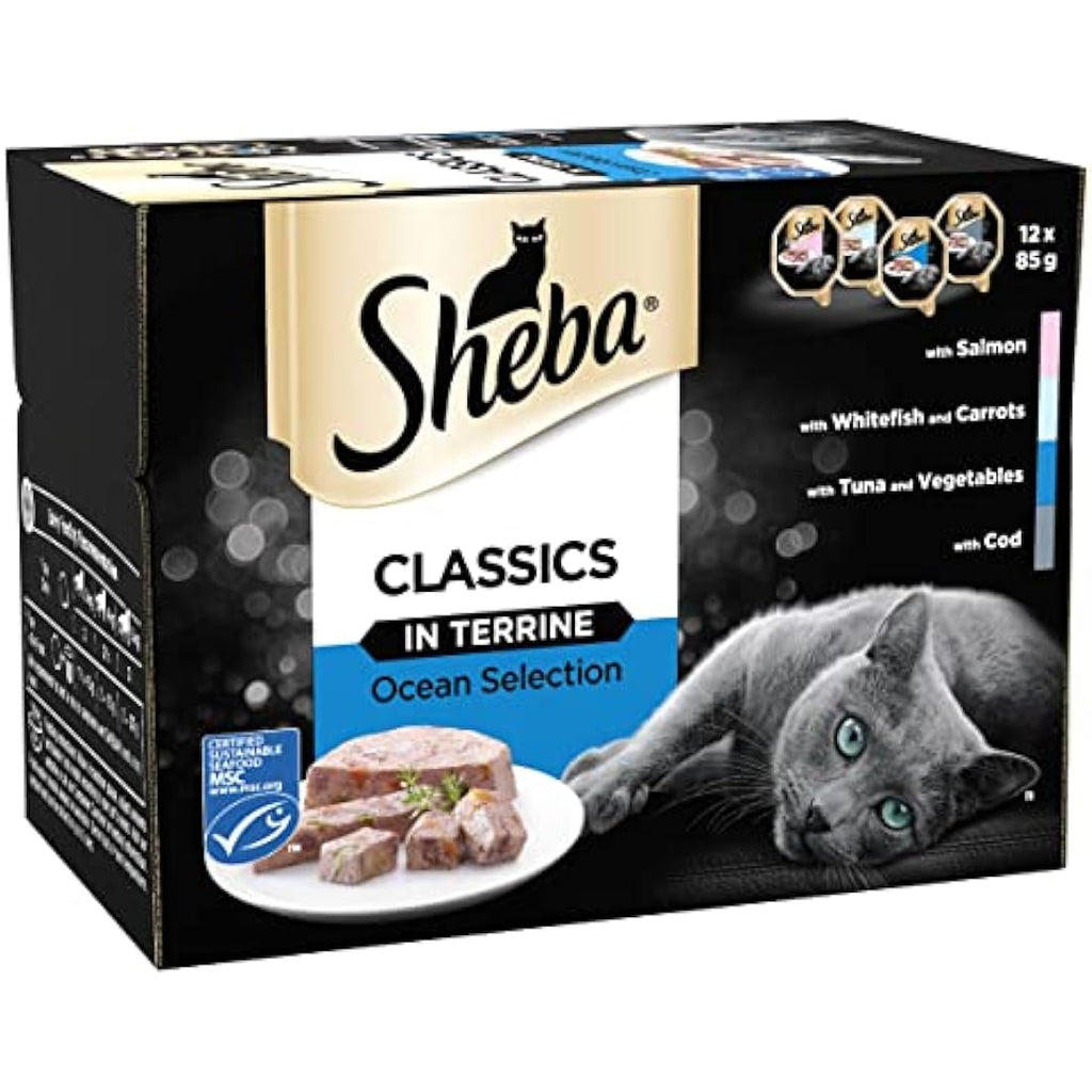 Sheba Classics Ocean Collection Wet Cat Food Pate - 48 x 85g Trays