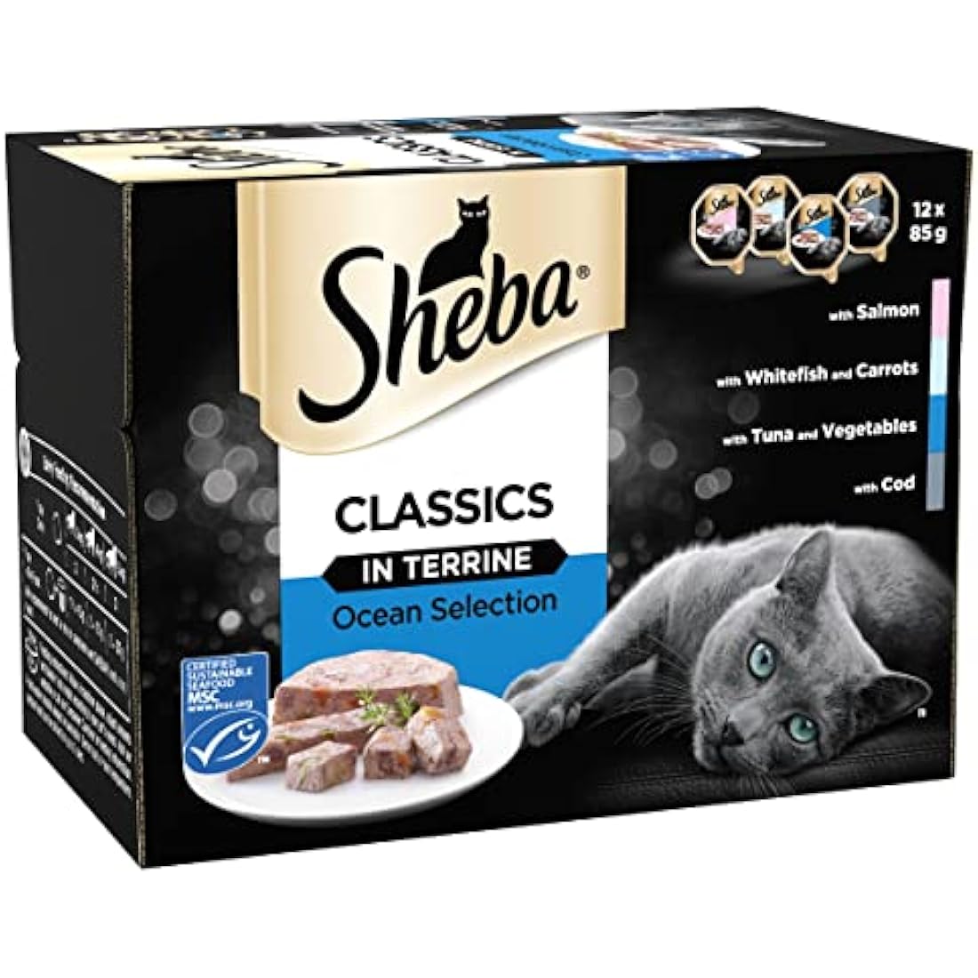 Sheba Classics Ocean Collection Wet Cat Food Pate - 48 x 85g Trays