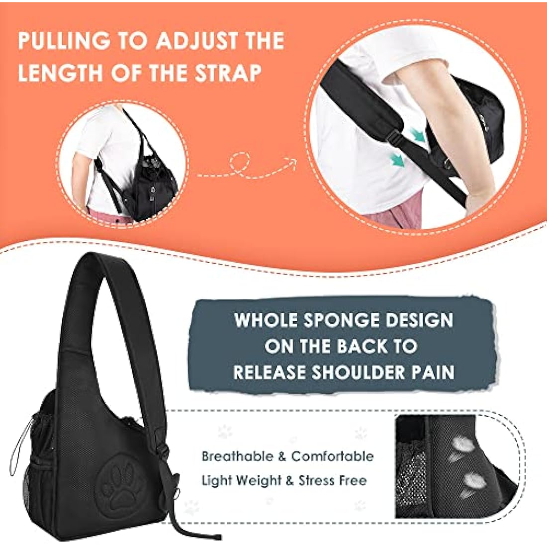 Eyein Pet Sling Carrier | Hands-Free Dog & Cat Bag with Hard Bottom Support