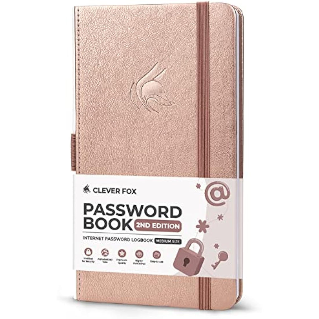 Clever Fox Password Book 2nd Edition – Rose Gold Login Organizer