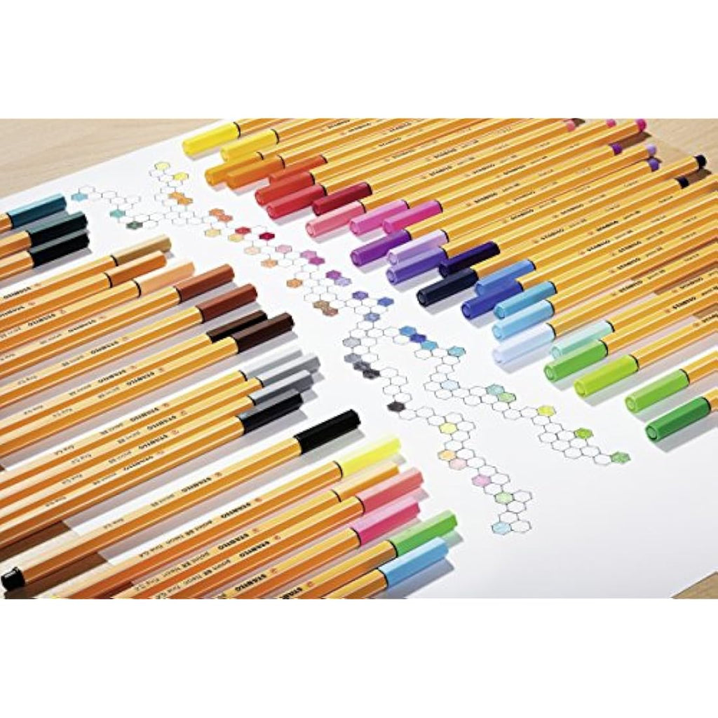 STABILO Point 88 Fineliner Pens - 30 Assorted Colors with 5 Neons