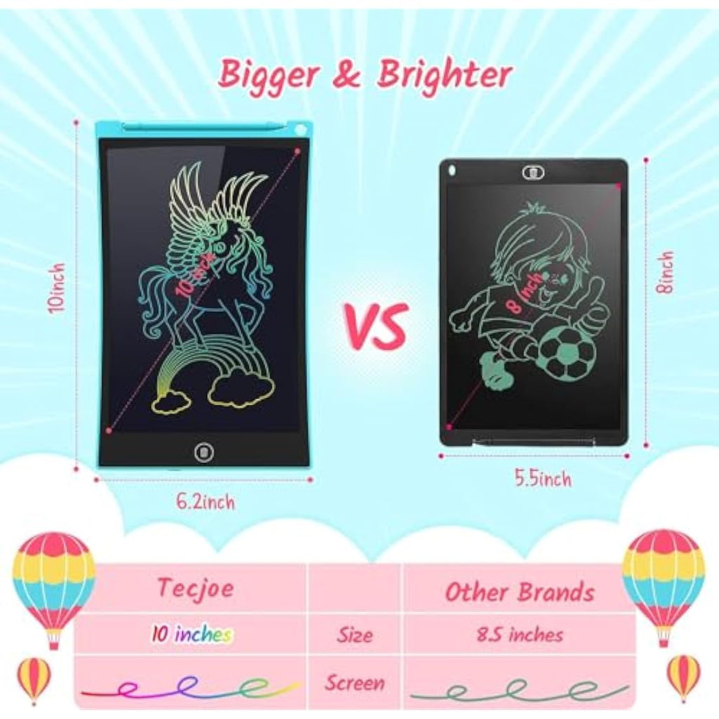 TECJOE 10 Inch LCD Writing Tablet 2 Pack | Colorful Doodle Board for Kids