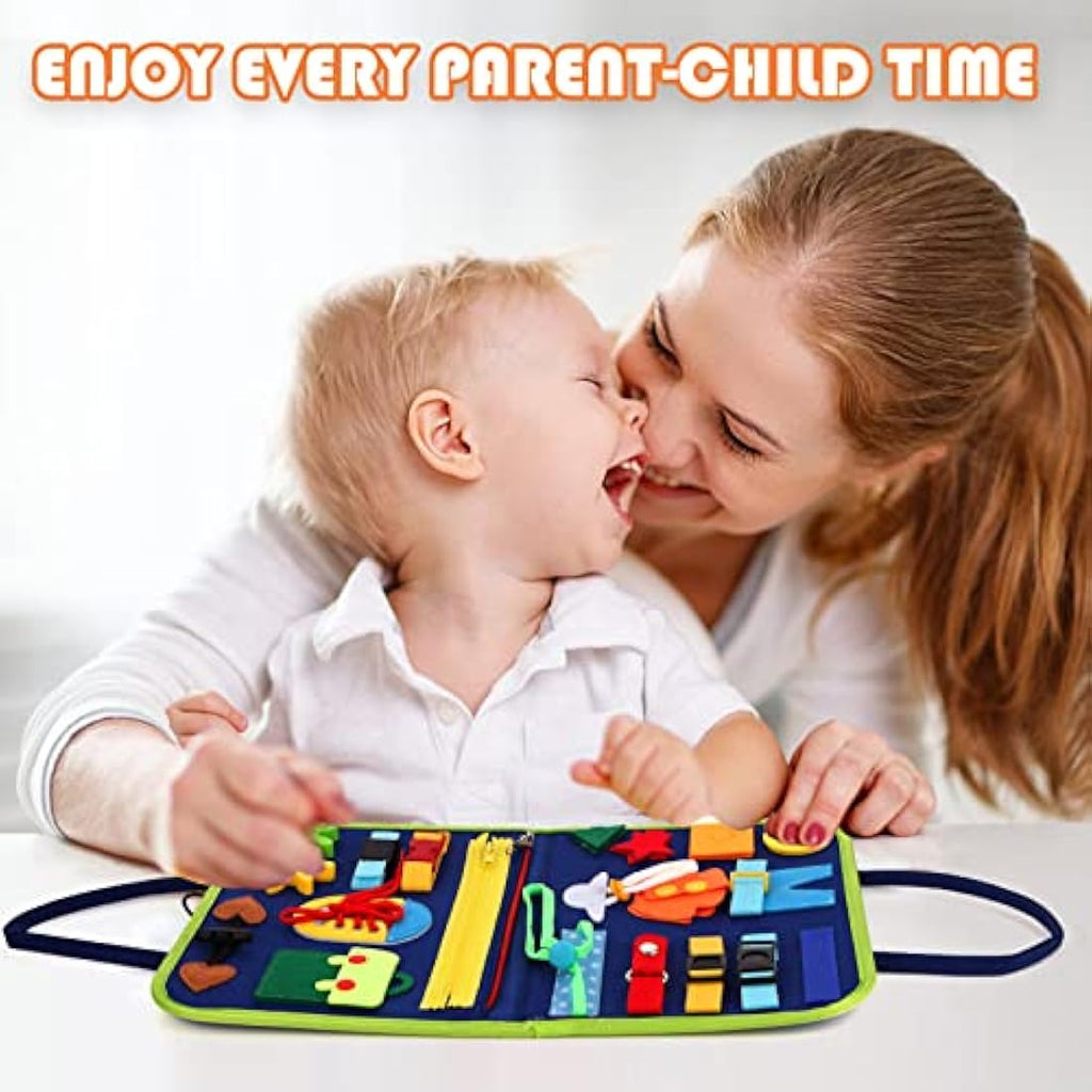 Hooku Montessori Busy Board – Toddler Sensory Travel Toy for Fine Motor Skills