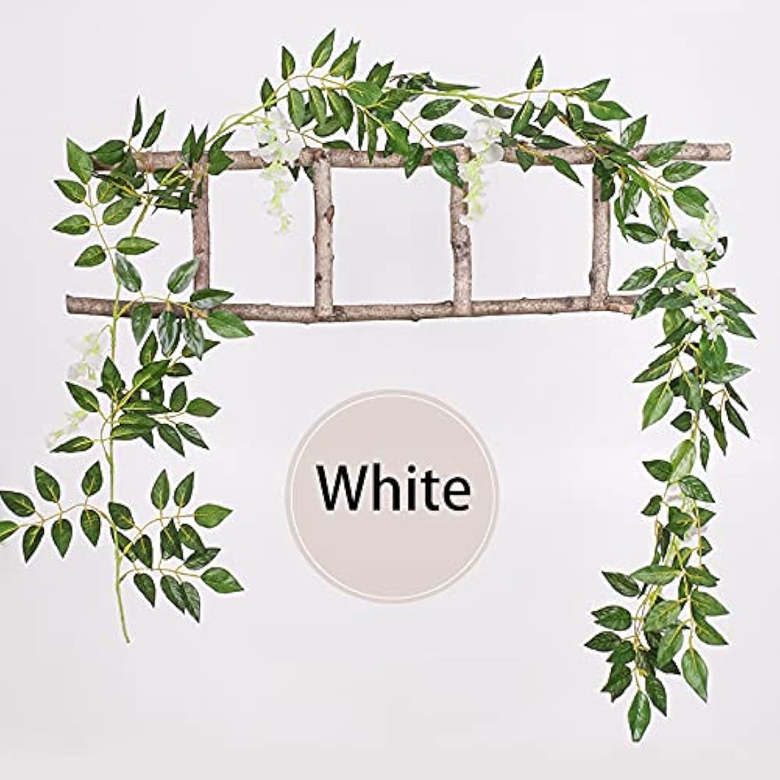 MOTONG 4Pcs White Artificial Wisteria Vines | 8ft Silk Flower Garlands