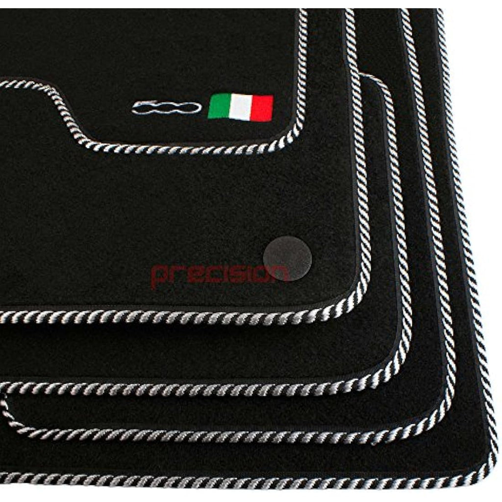 Fiat 500 (2013-2020) Tailored Black Car Mats - 500 Logo