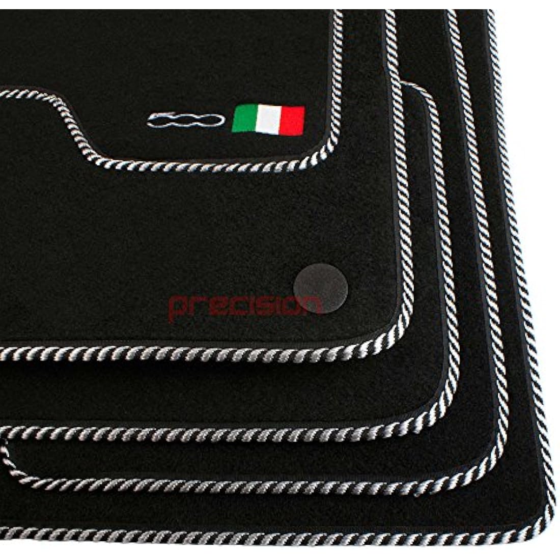 Fiat 500 (2013-2020) Tailored Black Car Mats - 500 Logo