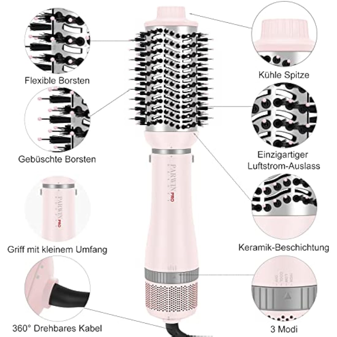 4-in-1 Hair Dryer Brush Set | Ionic Hot Air Styler - Pink